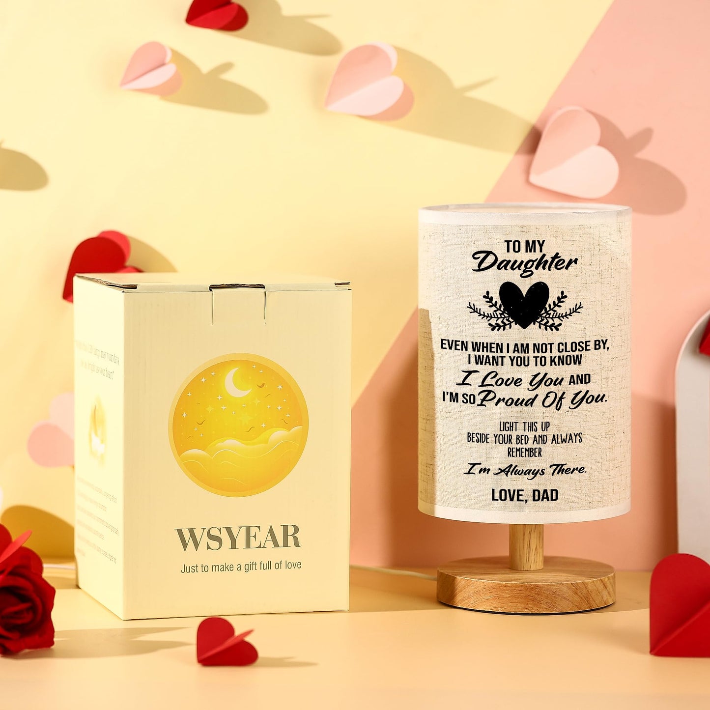 WSYEAR Valentines Day Birthday Gifts for Daughter from Dad,to My Daughter Gifts from Dad- Table Lamp Best Father Daughter Graduation Gifts for Grown Daughter