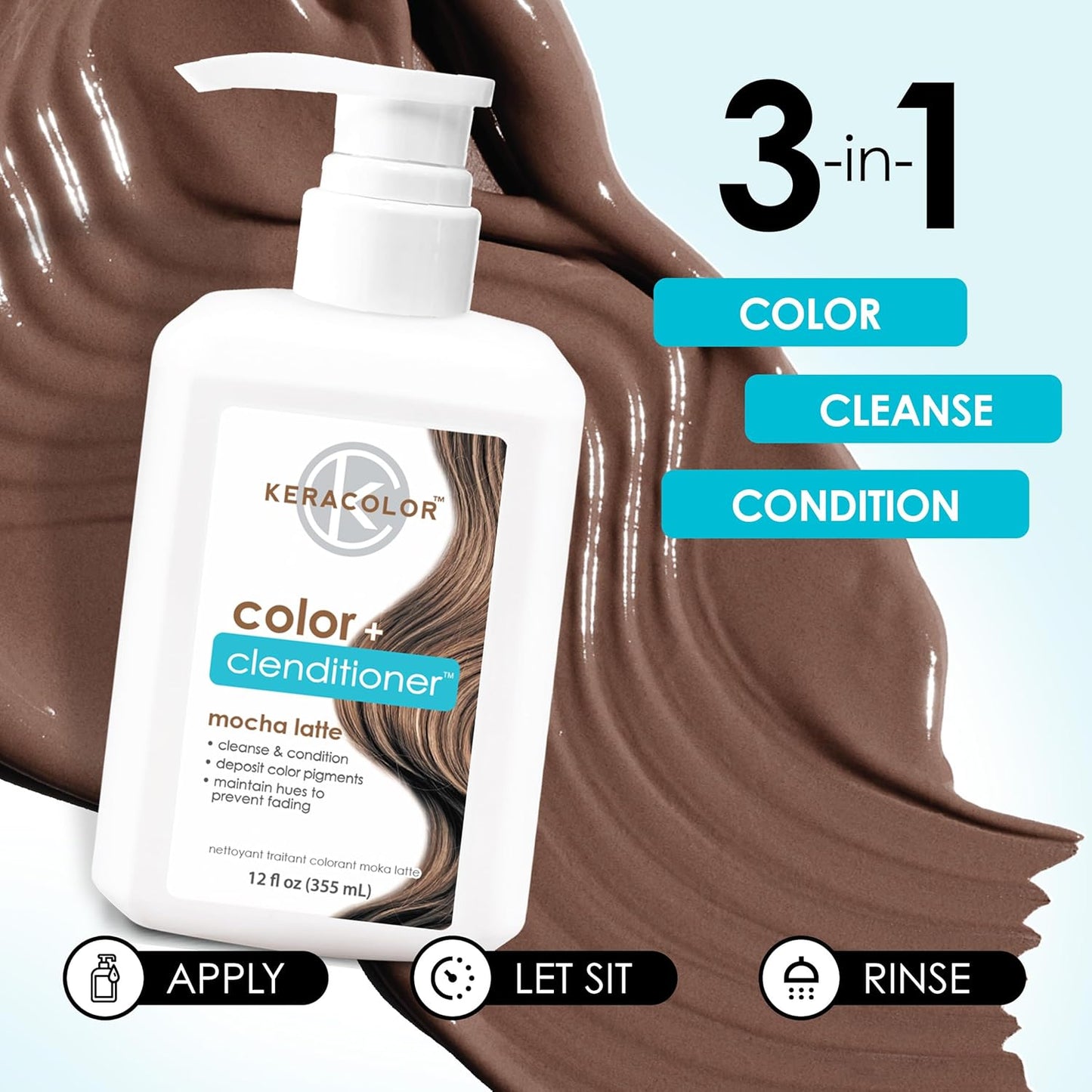 Keracolor Color + Clenditioner | 3-In-1 Color-Depositing Conditioner | 12 Fl Oz