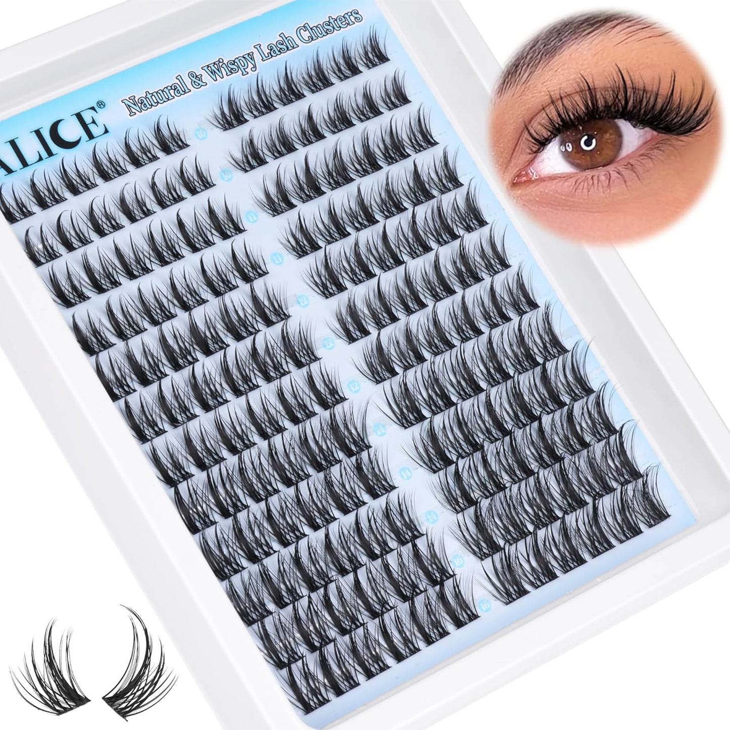Natural Wispy Cluster Eyelash Extensions | Waterproof DIY Lashes | 224 Pcs