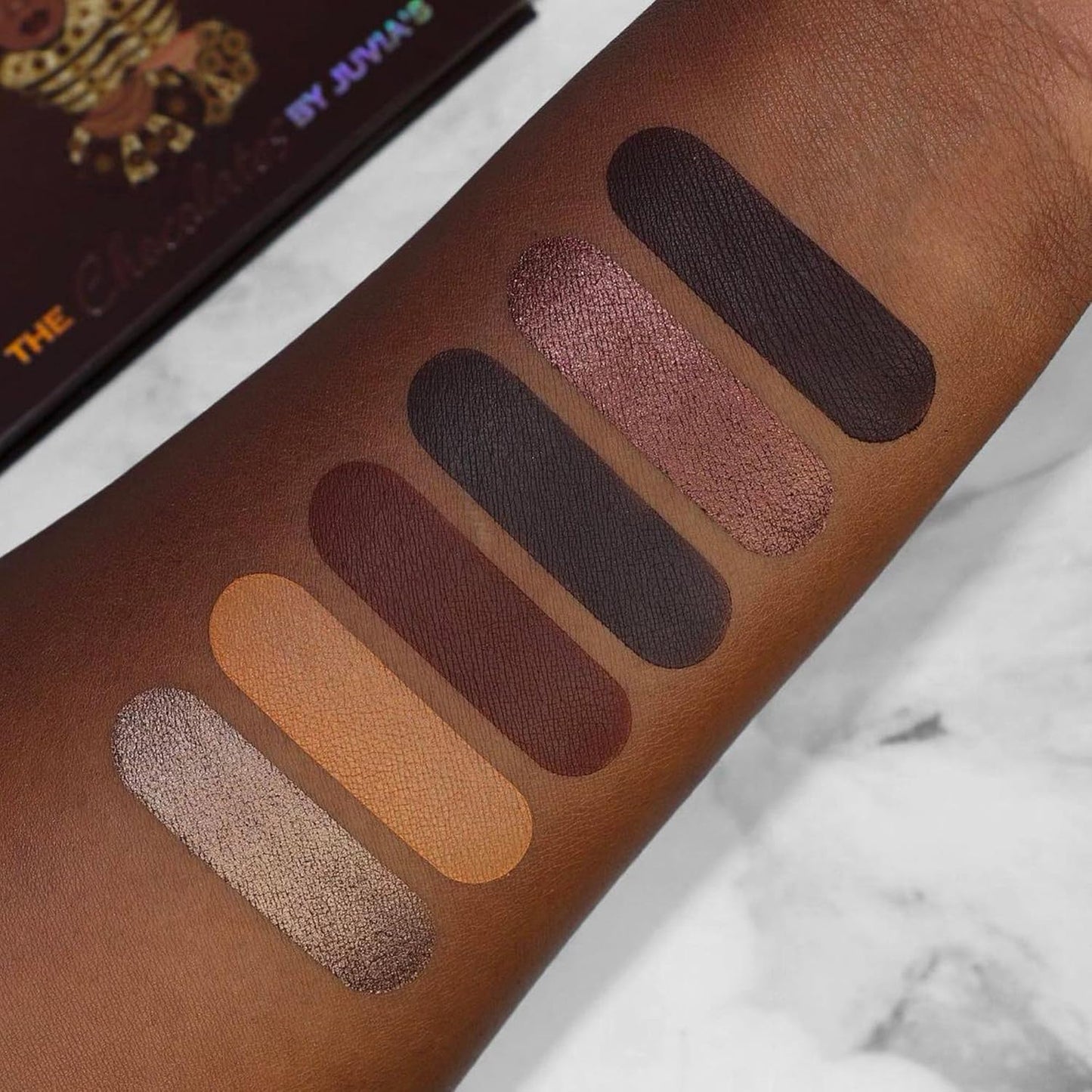 Juvia's Place Palette The Chocolates - Tan, Auburn, Shades of 6, Rich Dark Chocolate Palette, Professional Eye Makeup, Pigmented Palette, Makeup Palette for Eye Color & Shine