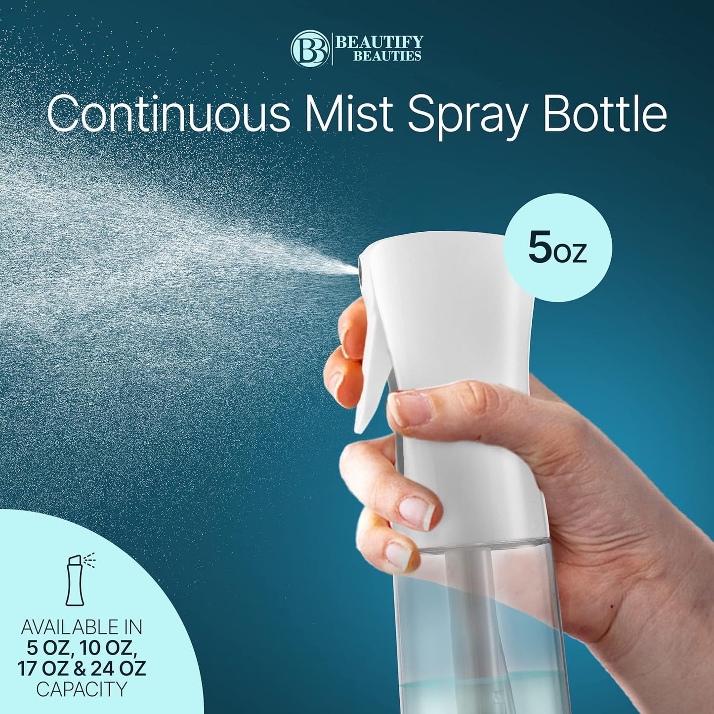 Ultra Fine Continuous Hair Spray Bottle | Black | 10.1 Oz | For Hairstyling & Misting