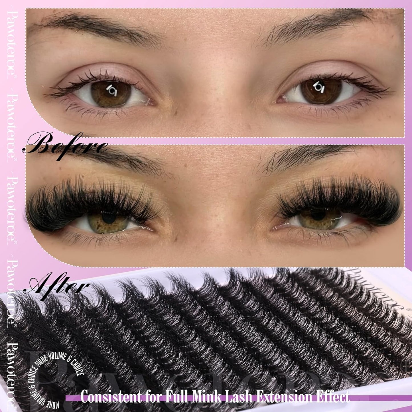 Pawotence 280pcs Lash Clusters | 40D & 50D Individual Eyelash Extensions 8-16mm