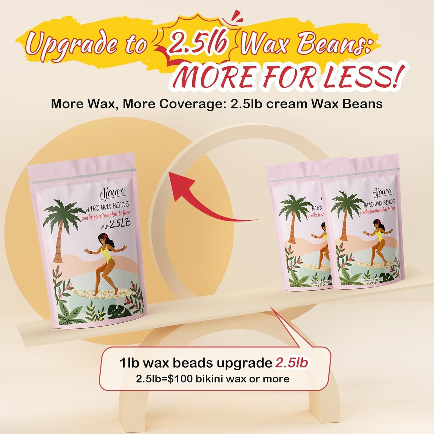 1Lb Ajoura Refill Wax Beans | Coarse Brazilian Wax for At-Home Hair Removal