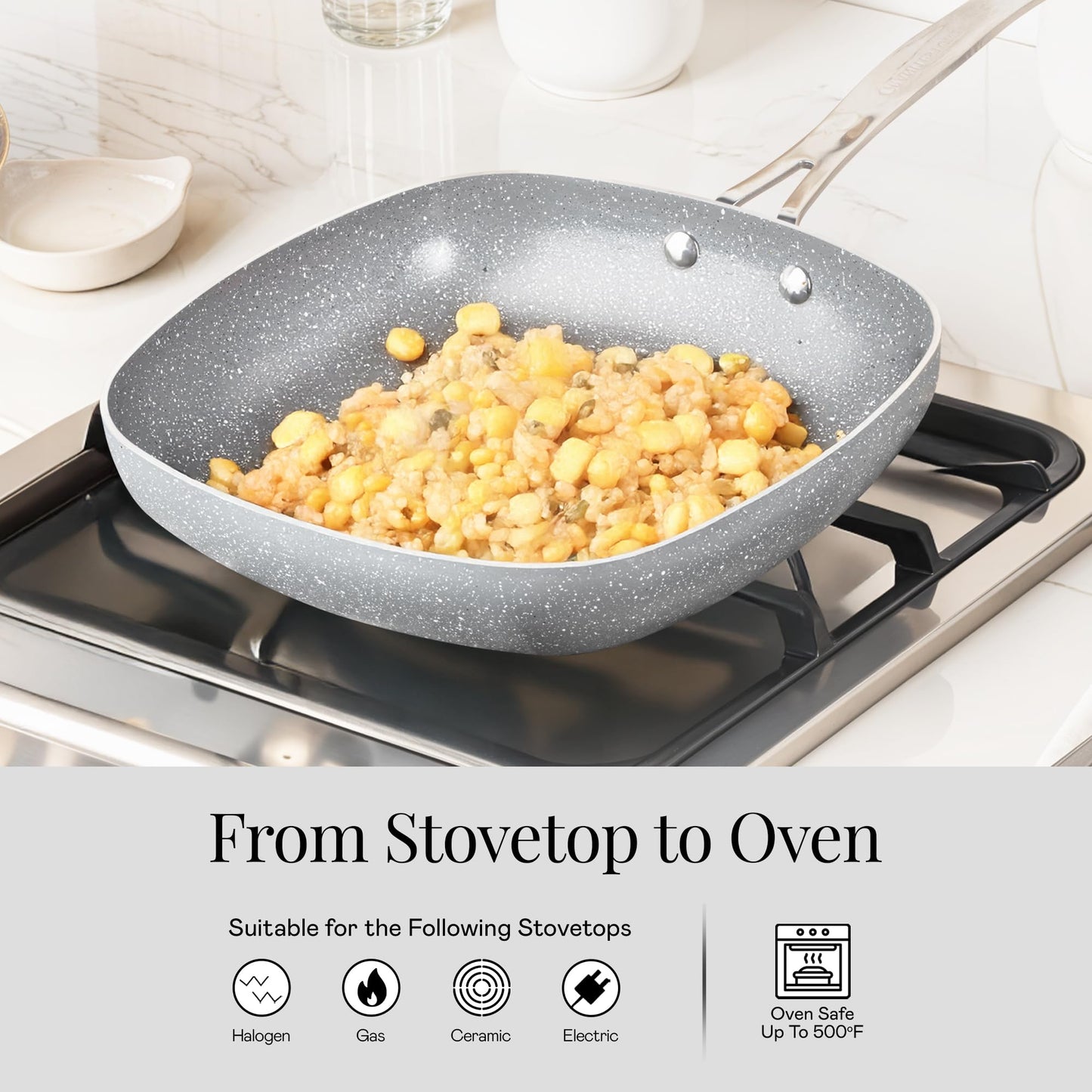 Granitestone 20 Pc Ceramic Cookware Set Nonstick, Complete Pots and Pans Set Non Stick for Kitchen with Bakeware, Cooking Utensils & Steamer, Non Toxic Made Without PFOA PFOS, Oven & Dishwasher Safe