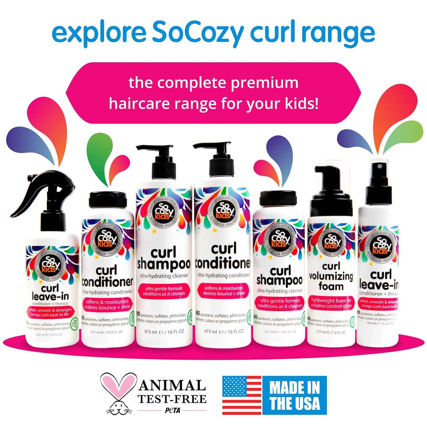 SoCozy Leave-In Conditioner Spray | 8 Fl Oz | Tangle-Free Detangler for Kids' Curly Hair