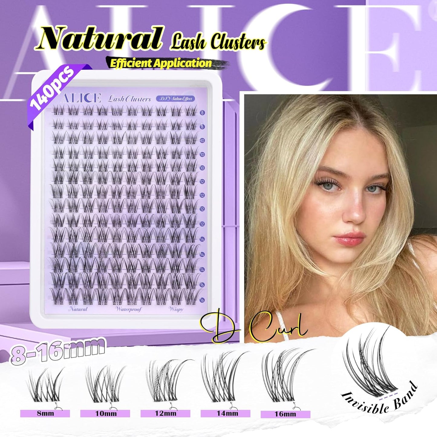 ALICE Wispy Cluster Eyelash Extensions | 192pcs Natural Individual Lashes | DIY 10-18mm