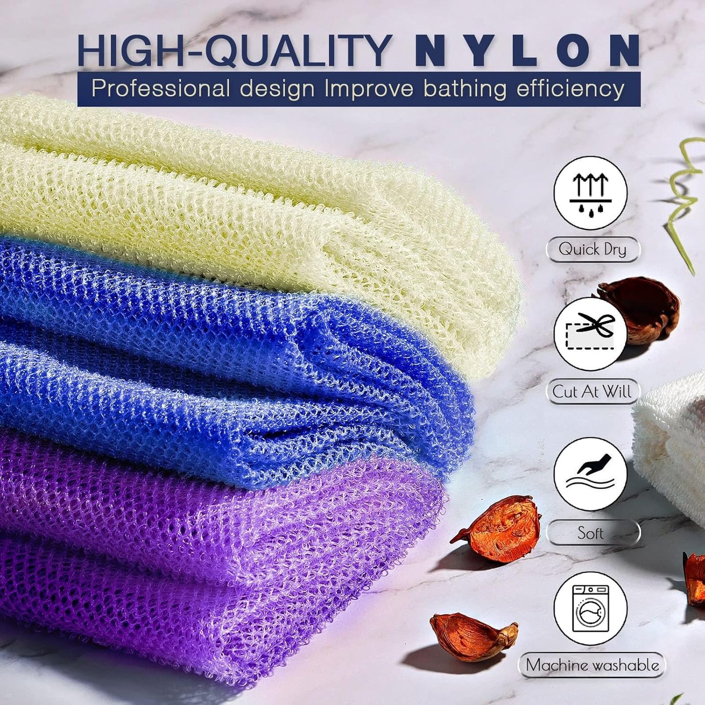 Exfoliating African Bath Sponge Set | 3-Piece Net Scrubber for Daily Use
