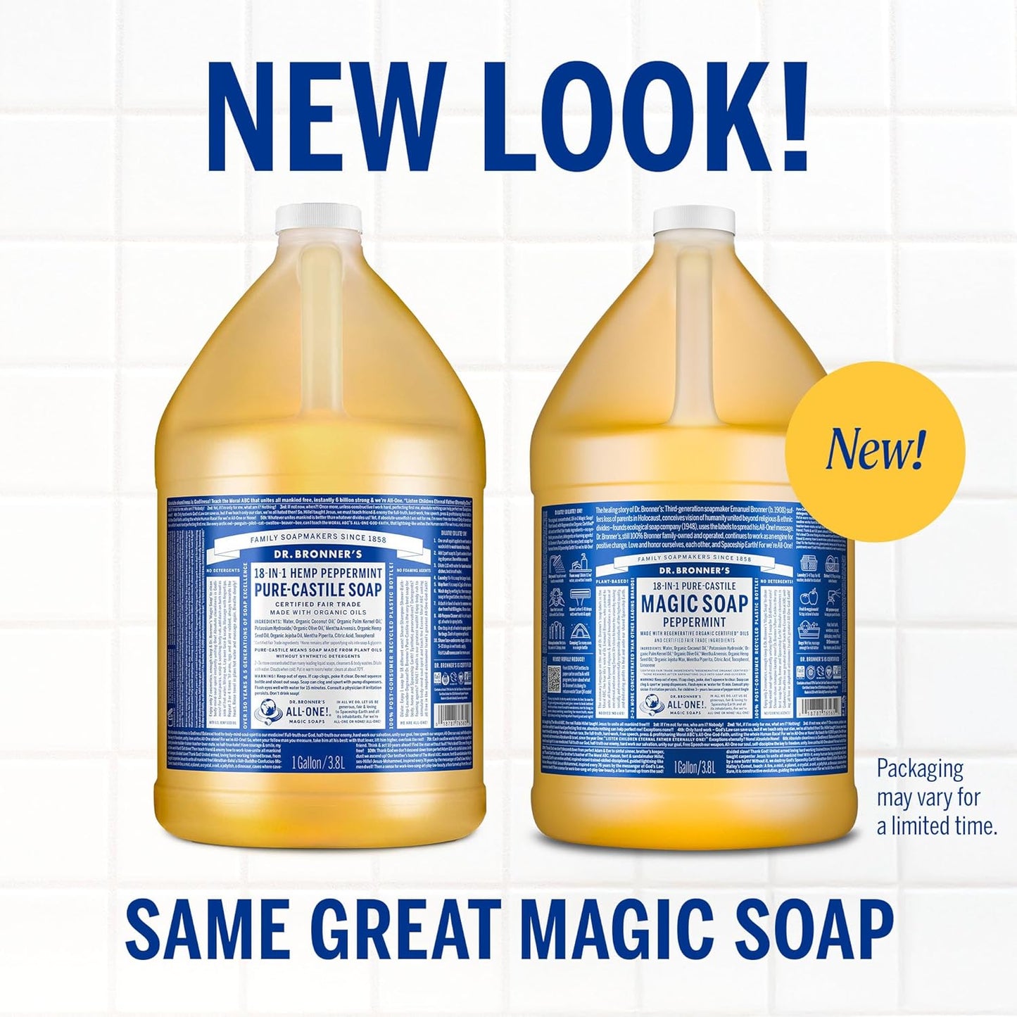 Dr. Bronner's 32 oz Pure-Castile Liquid Soap | Organic, Vegan, Peppermint