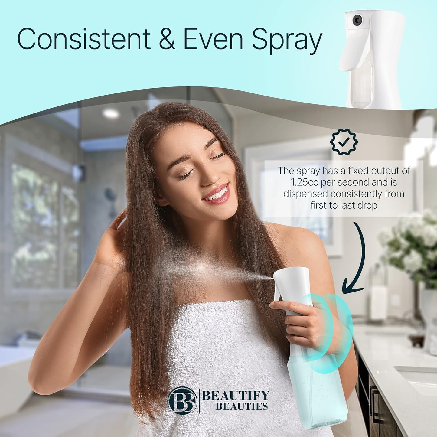 Ultra Fine Continuous Hair Spray Bottle | Clear 6.8 Oz | Misting & Styling