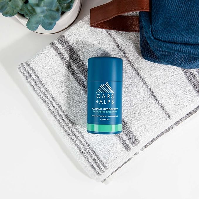 Oars + Alps Aluminum Free Deodorant for Men and Women, Dermatologist Tested and Made with Clean Ingredients, Travel Size, Eucalyptus Spearmint, 2 Pack, 2.6 Oz Each