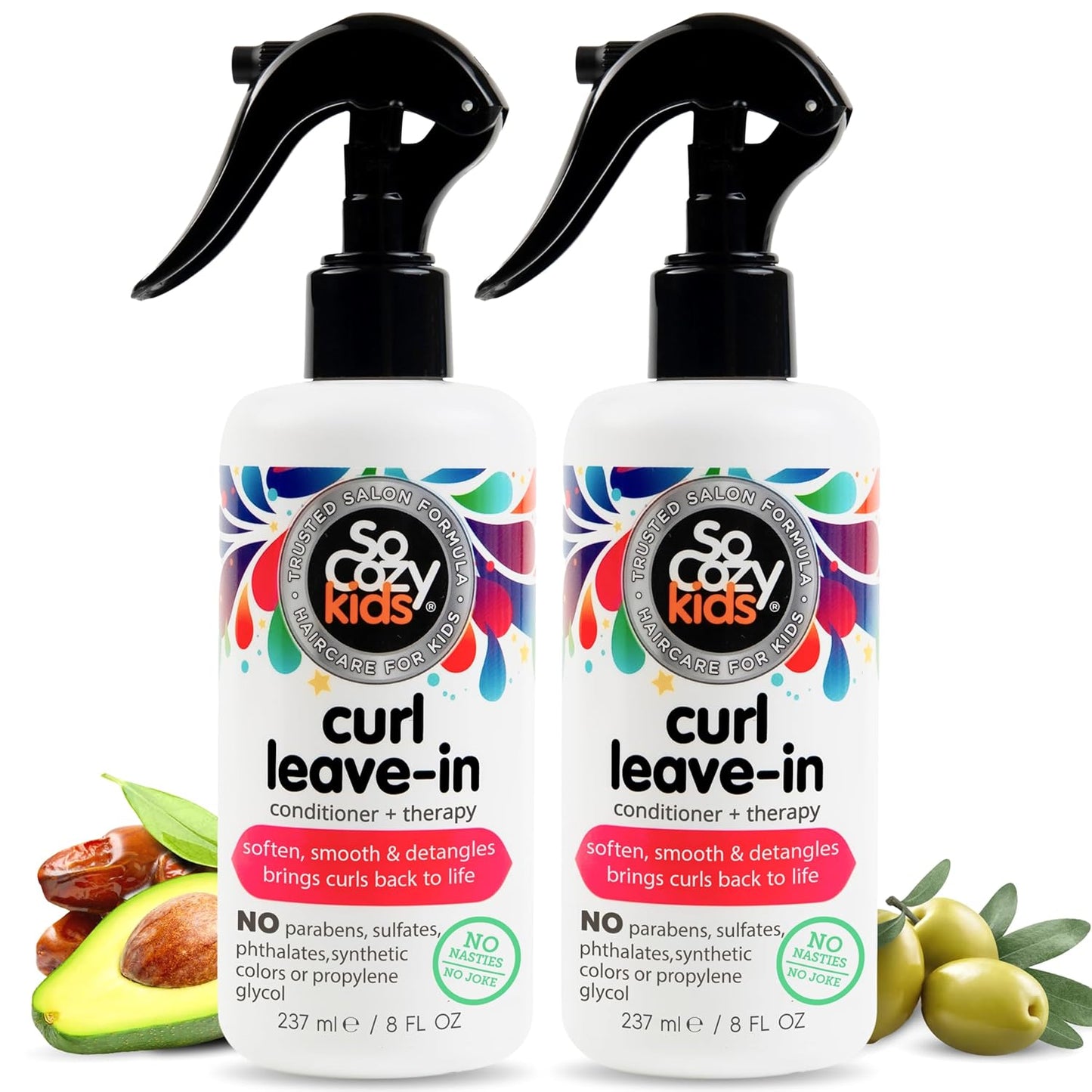 SoCozy Leave-In Conditioner Spray | Paraben-Free Detangler for Kids' Curly Hair | Nourishing with Keratin & Vitamin B5