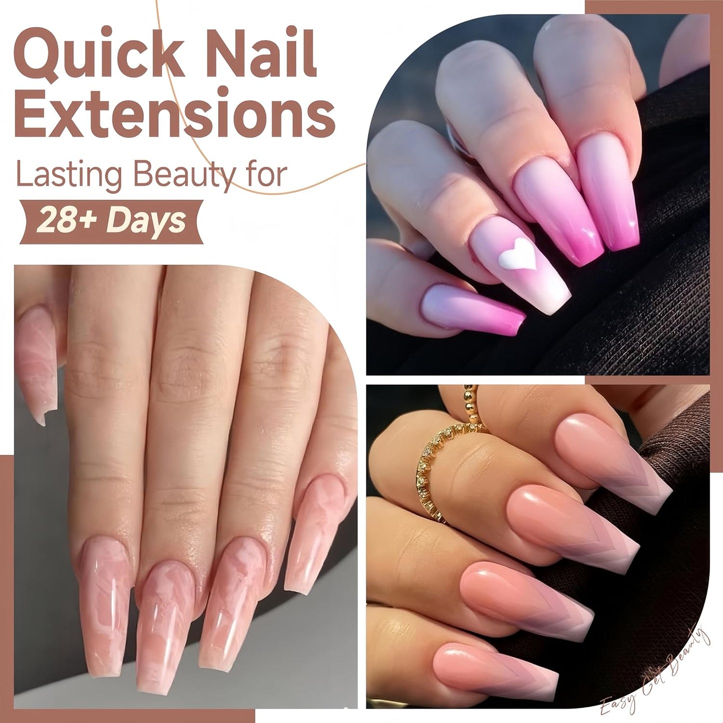 UNA GELLA 504Pcs Short Coffin Gel Press-On Nails | Pre-Etched For Women