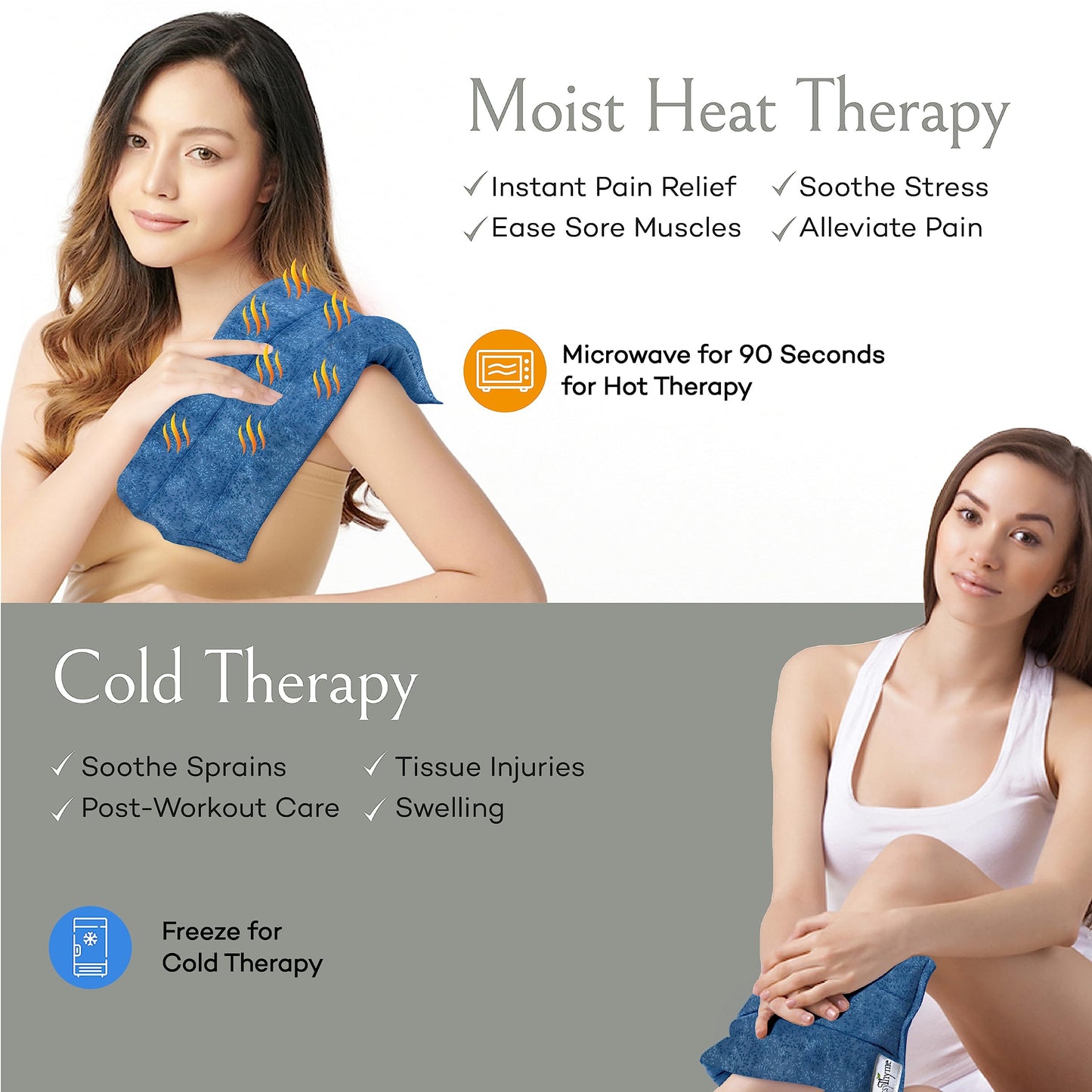 SacksyThyme Microwave Heating Pad for Cramps, Back, Neck, Shoulders, Leg Pain - Reusable Heat Pack, Hot Moist Microwavable Therapy Pack - Unscented Flaxseed Hot Compress Made in USA (Size: 12" x 7")