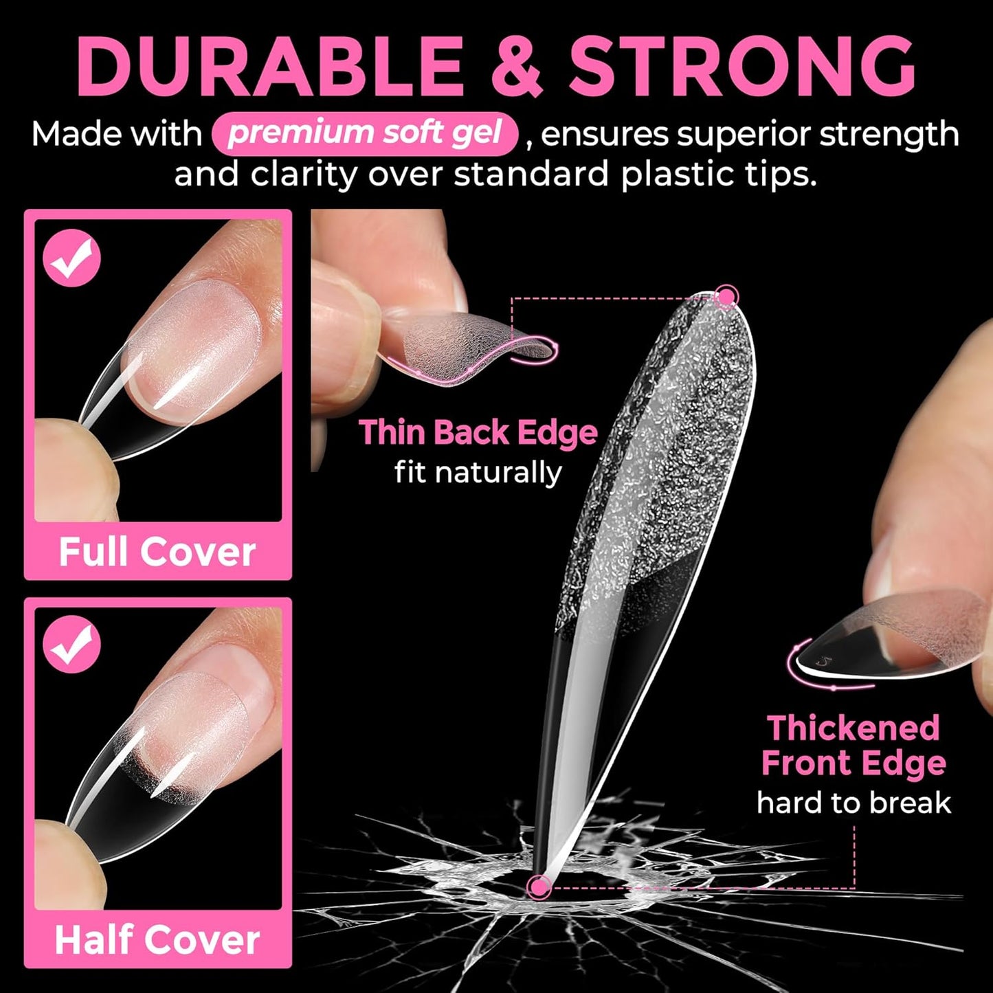 Extra Short Square Fake Nails | 216pcs Gel Tips | Full Cover Acrylic for DIY