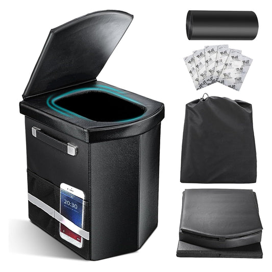 2025 Upgraded 16.5'' XL Portable Toilet for Adults,Tall Camping Toilet with Lid and Convenient Carry Bag, Portable Potty for Camping, Hiking, Car Travel,Truck, RV, Boating, Road Trips, Beach