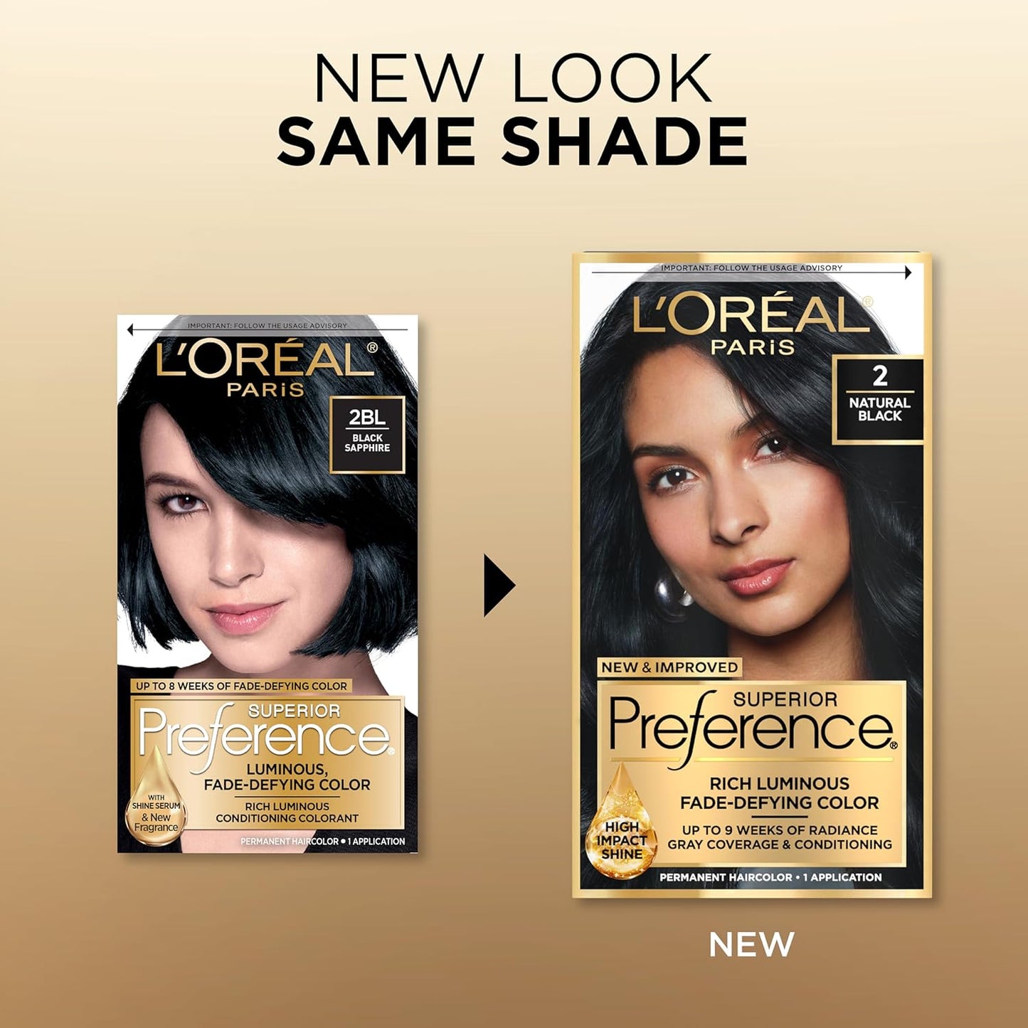 L'Oreal Paris Hair Color | Superior Preference Natural Black 2 | 9 Weeks Radiance