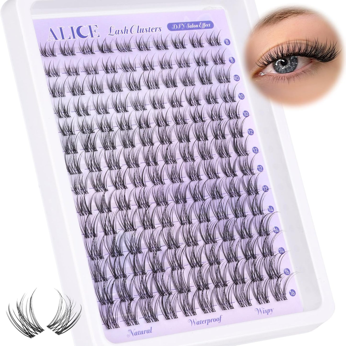 ALICE Wispy Cluster Eyelash Extensions | 192pcs Natural Individual Lashes | DIY 10-18mm