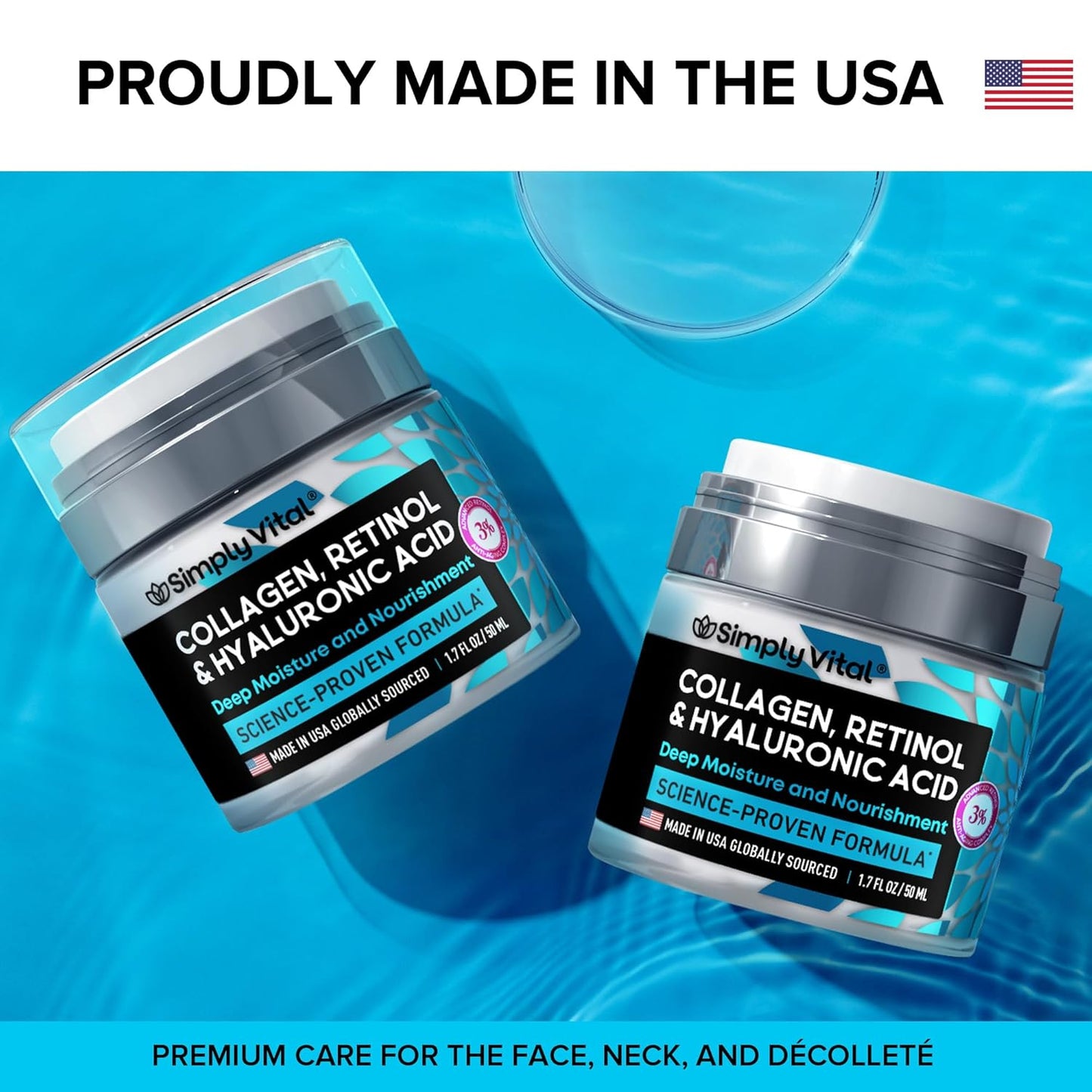 Collagen Face Moisturizer | Anti-Aging Retinol Cream with Hyaluronic Acid | 2-Pack