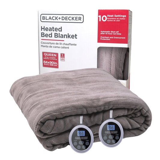 BLACK+DECKER Heated Blanket Electric Throw, Fleece Electric Blanket, Heating Blanket with 4 Heating Levels, 3H Timer, Auto Shutoff, Fast Heating (50x60 inches, Maroon)