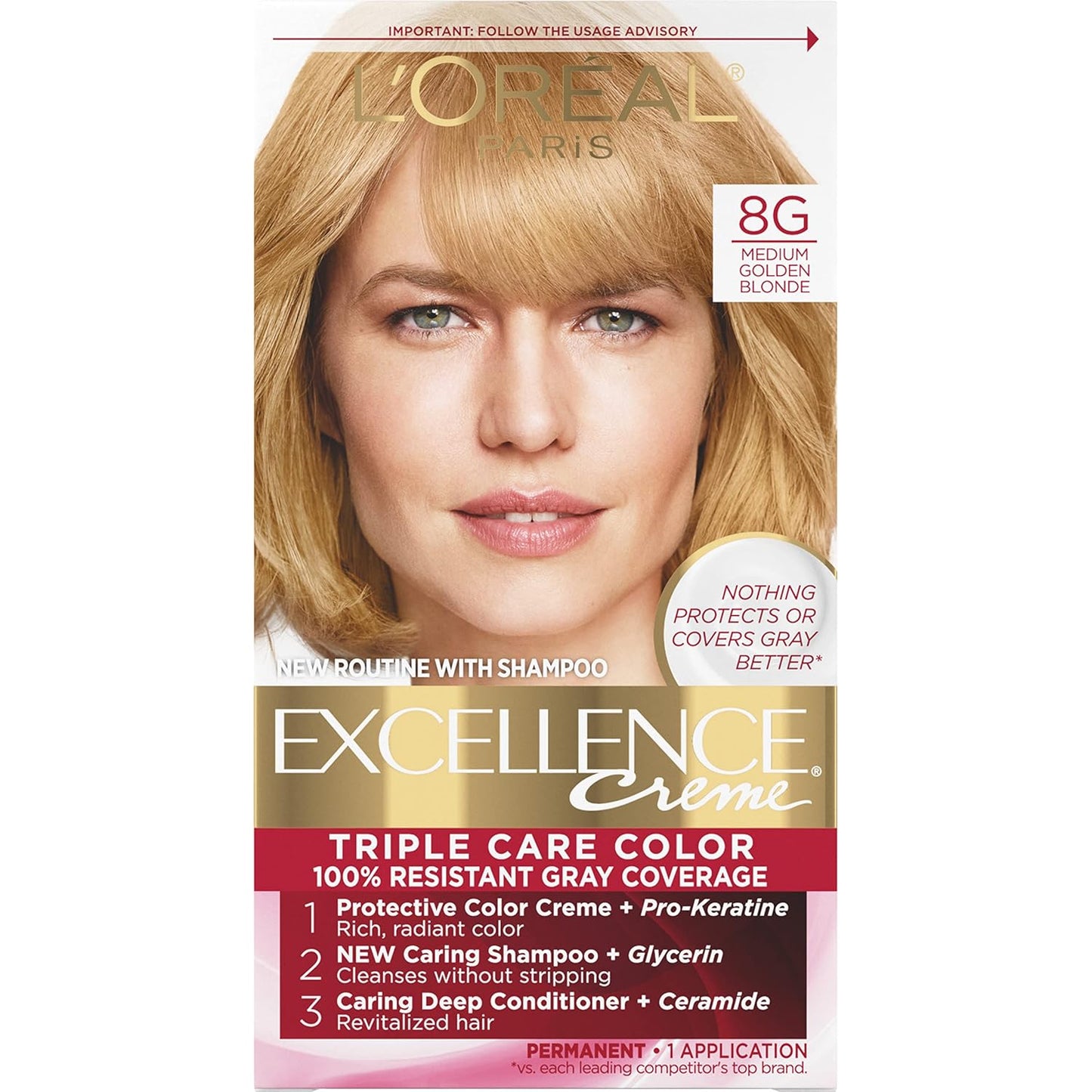 Permanent Hair Color | L'Oreal Paris Excellence Creme | 1 Black | 8-Week Gray Coverage
