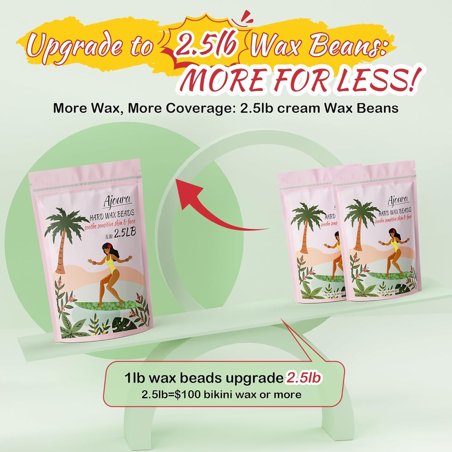 1Lb Ajoura Refill Wax Beans | Coarse Brazilian Wax for At-Home Hair Removal
