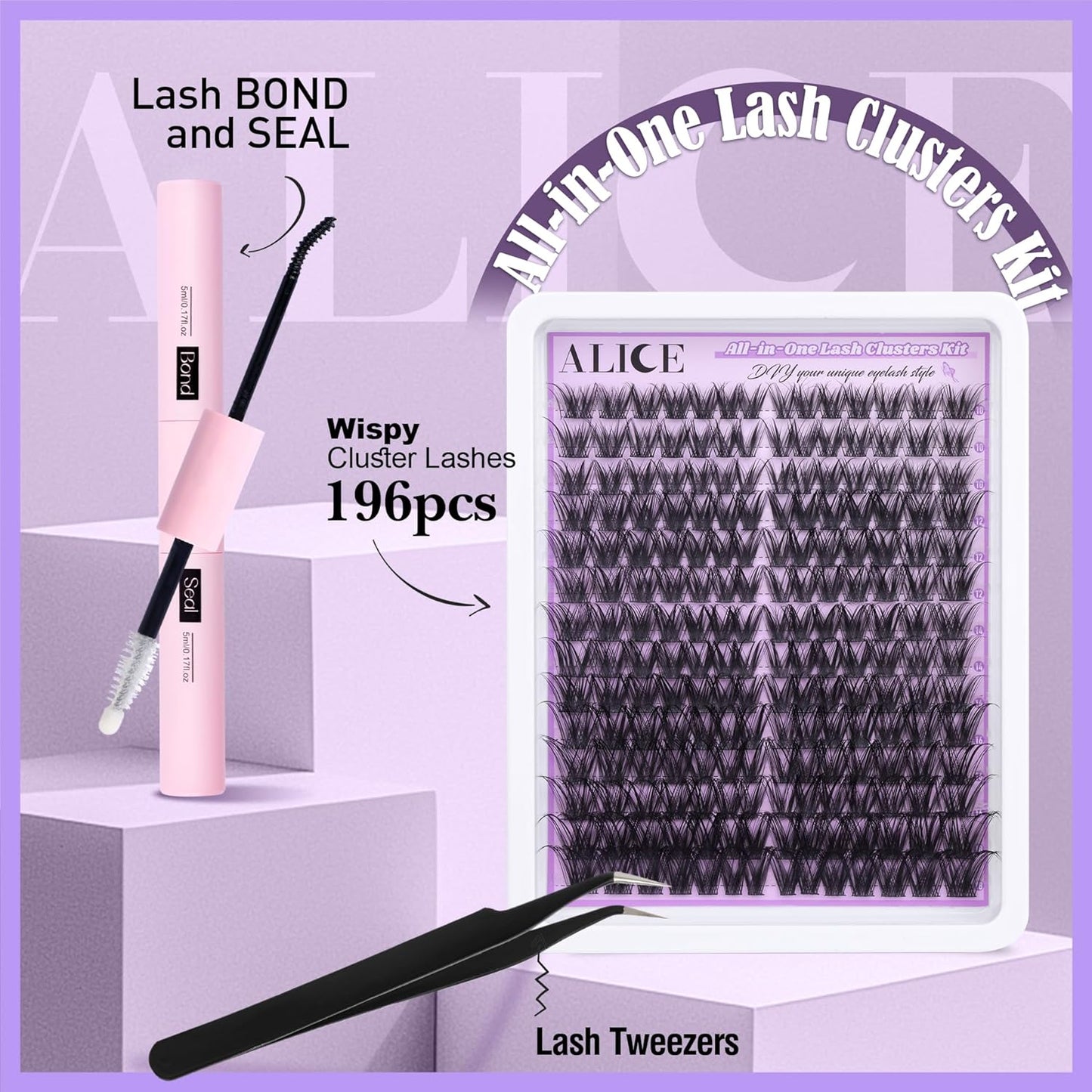 ALICE Wispy Eyelash Clusters Kit | 10-18mm Natural Individual Lashes | 168pcs