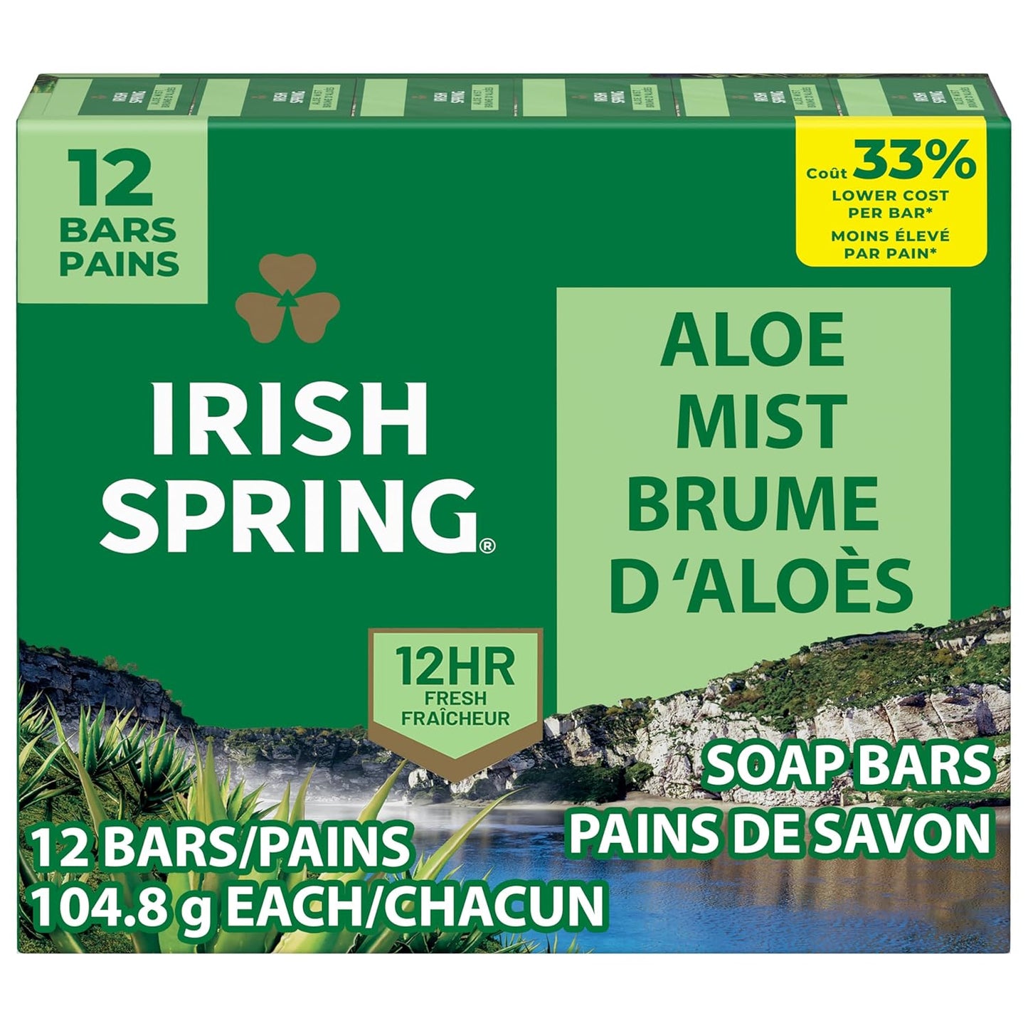 Irish Spring Icy Blast Bar Soap | Fresh & Clean for Men | 24 Pack, 3.7 Oz
