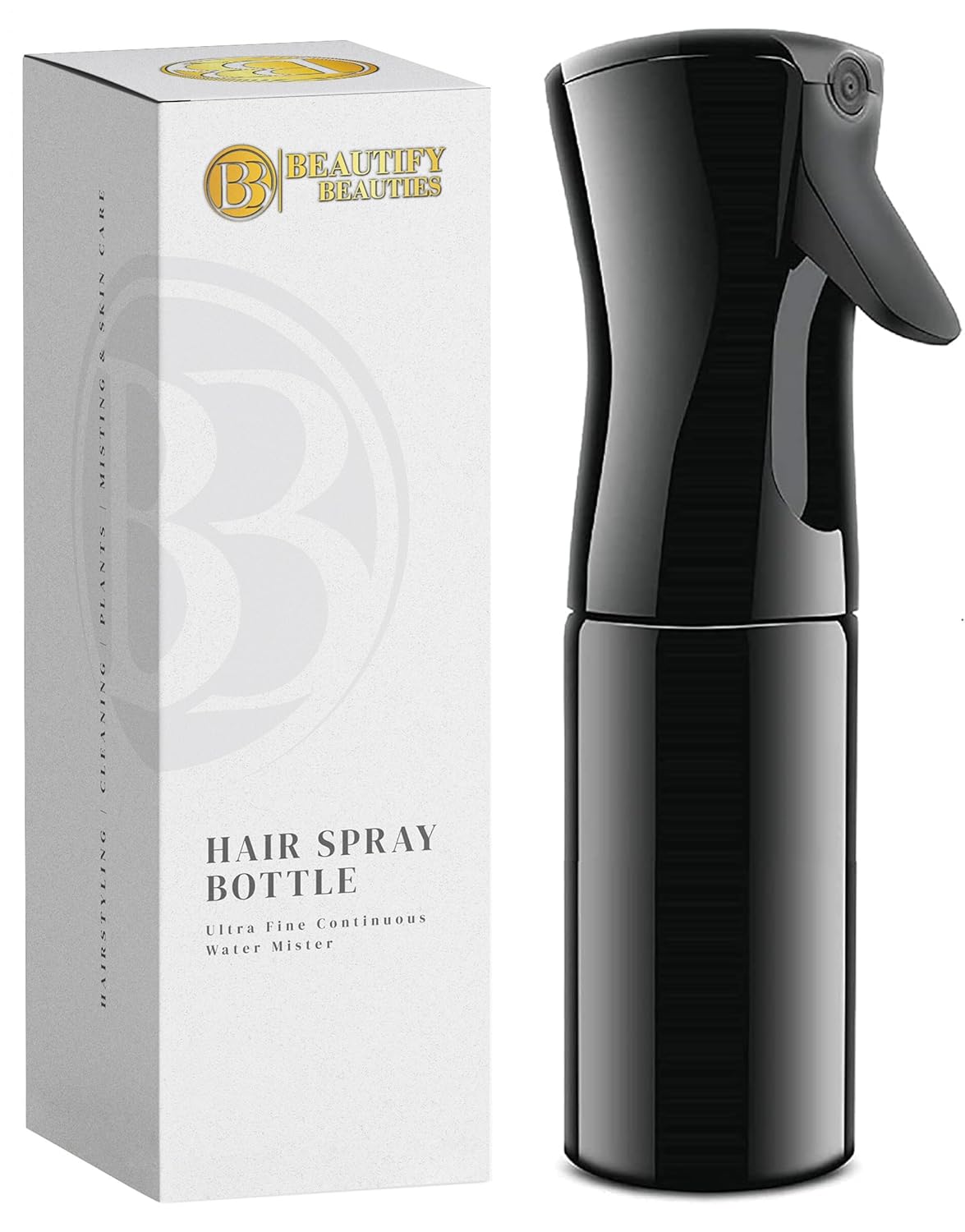 Ultra Fine Continuous Hair Spray Bottle | Black | 10.1 Oz | For Hairstyling & Misting