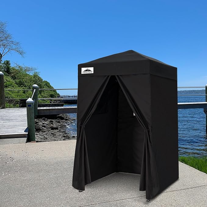 EAGLE PEAK Flex Ultra Compact 4x4 Pop-up Canopy, Sun Shelter, Changing Room, Portable Privacy Canopy Cabana for Pool, Fashion Photoshoots, or Camping, 4x4 ft, Black