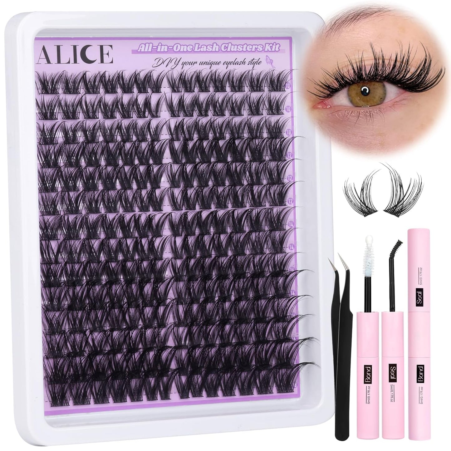 Natural Wispy Lash Extension Kit | 140pcs Clear Band Cluster Lashes for DIY
