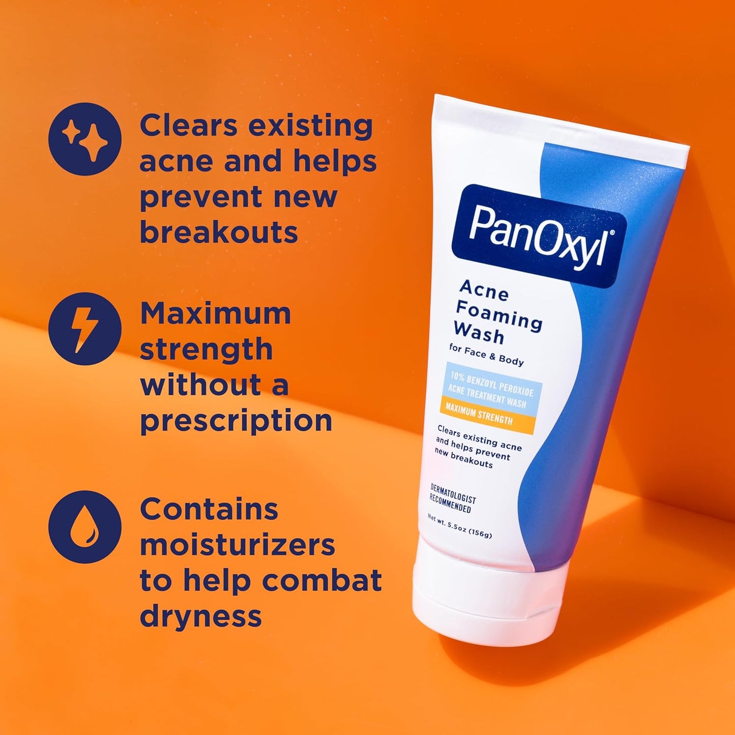 PanOxyl 10% Benzoyl Peroxide Acne Foaming Wash | Maximum Strength | 5.5 Oz