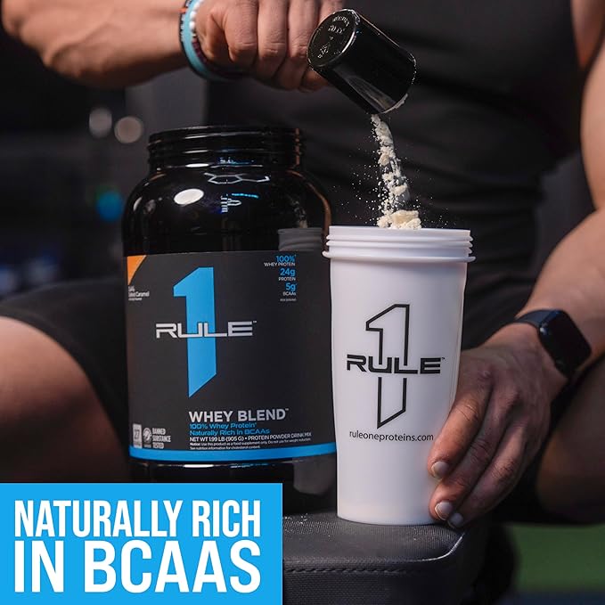 Rule One Proteins, R1 Whey Blend-Lightly Salted Caramel, 24g Fast-Acting Whey Protein Concentrates, Isolates, and Hydrolysates Per Serving, with Naturally Occurring EAAs and BCAAs, 5lbs