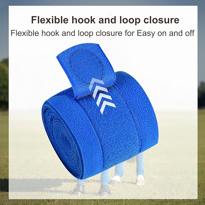 Horse Polo Leg Wraps, Fleece Wraps Elastic Bandages, Comfort Equestrian Standing Wraps, Set of 4, Boot Protection Stable Wraps Supplies (Full 10ft Navy)