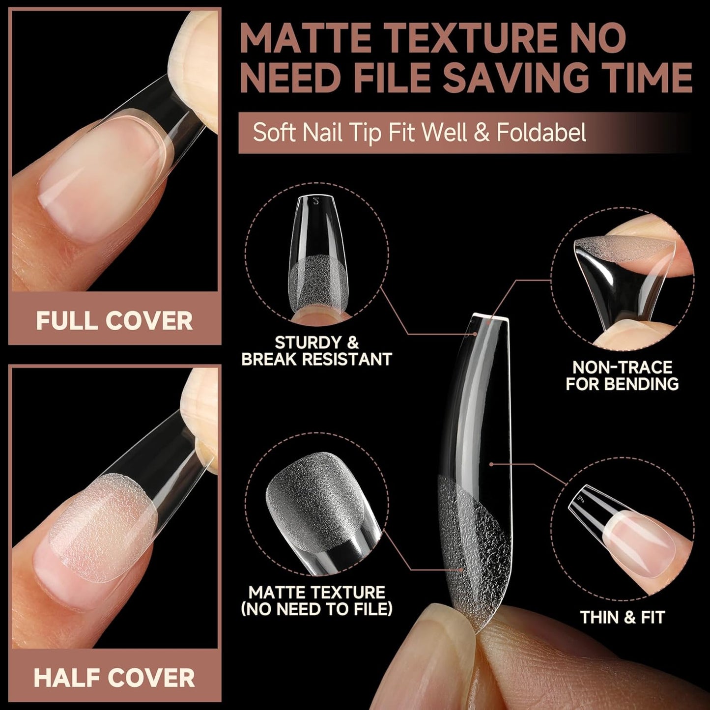 Soft Gel Nail Tips | 40ml Strong Adhesive Gel for Acrylic & Press-On Nails
