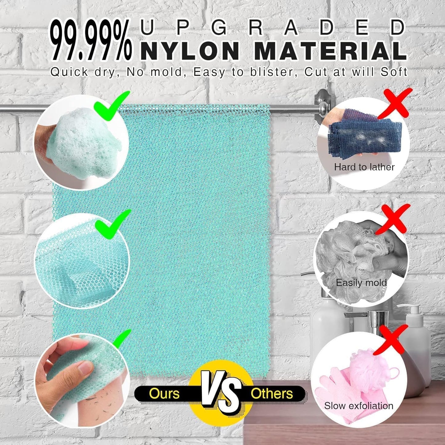 Exfoliating African Bath Sponge Set | 3-Piece Net Scrubber for Daily Use