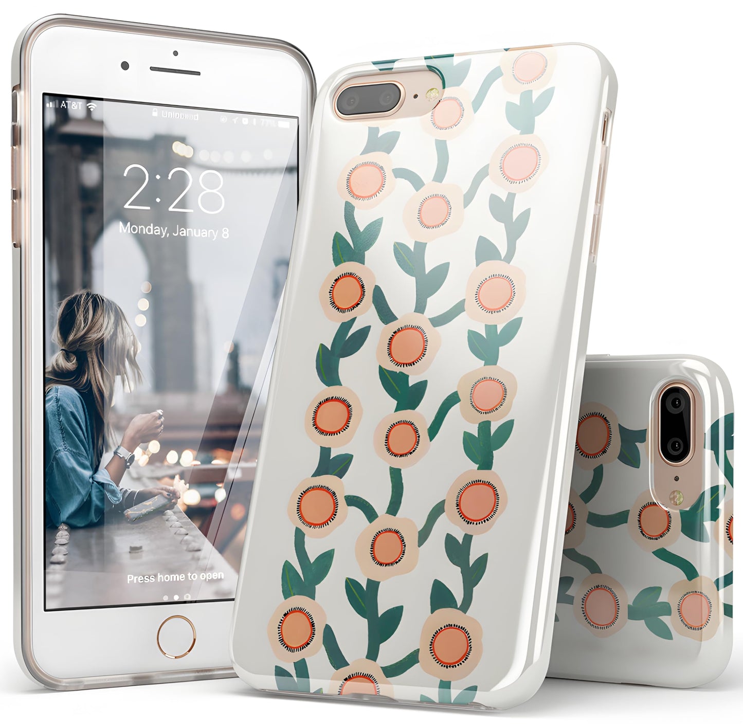 Casely iPhone 6/7/8 Plus Case | Stepping Up | Geo Rose Gold Marble | Classic Ultra Slim Design