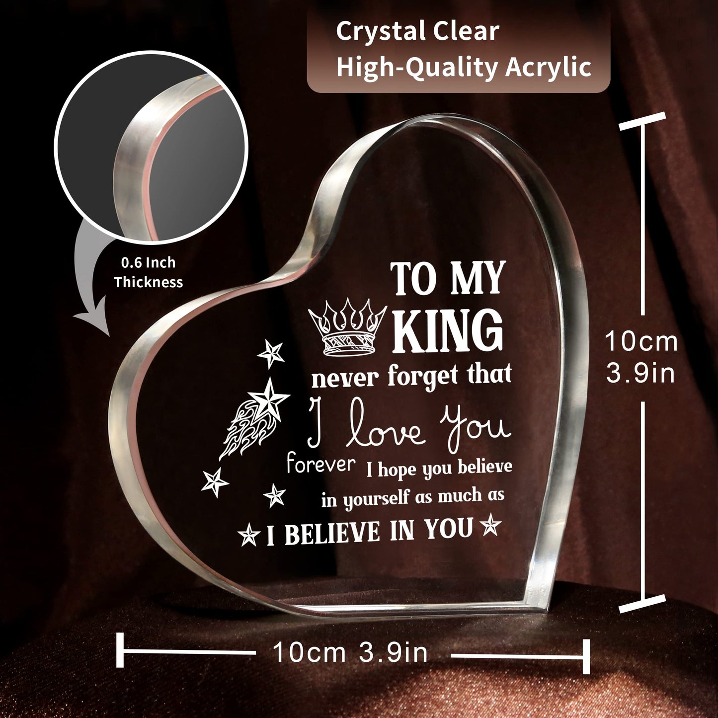 Valentines Day Gifts for Him Boyfriend Husband, Mens Valentines Day Gifts, Anniversary I Love You Gifts for Him, Men's Heart Shaped Acrylic Block -Fathers Day Birthday Gifts for Husband