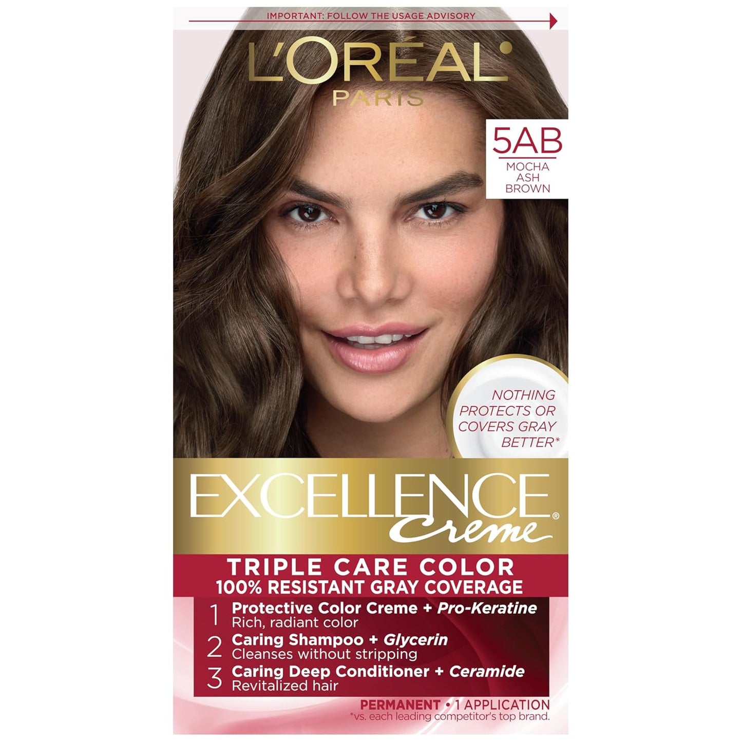 Permanent Hair Color | L'Oreal Paris Excellence Creme | 1 Black | 8-Week Gray Coverage