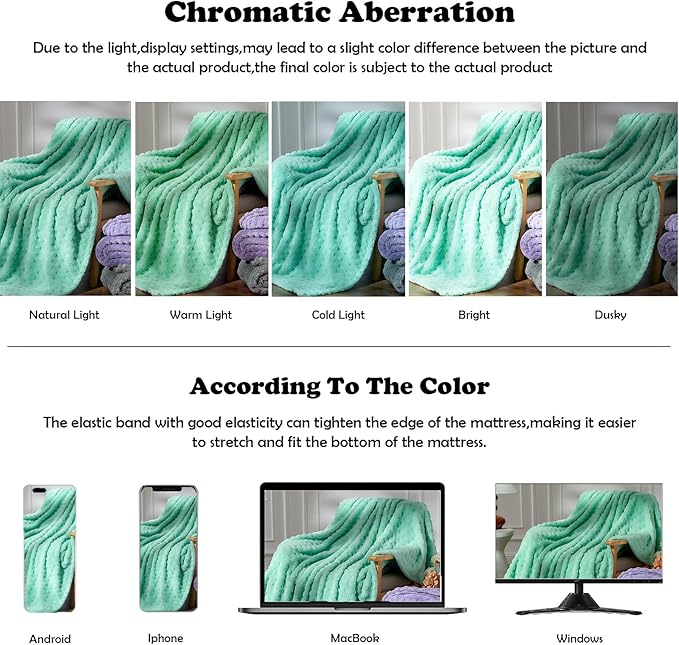 NEWCOSPLAY Super Soft King Blanket Aqua Premium Silky Flannel Fleece 3D Waffle Checkered Lightweight Bed Blanket All Season Use (Aqua, King(90"x110"))