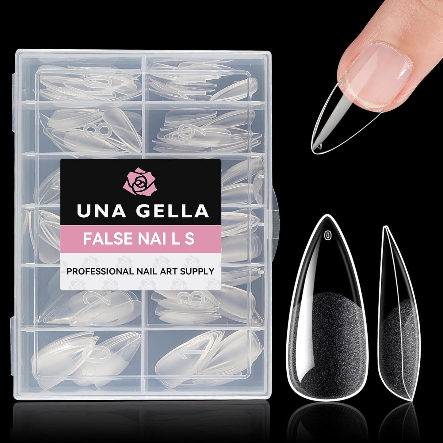 UNA GELLA 216 Pcs Square Toe Nail Tips | Soft Gel Full Cover Press-Ons