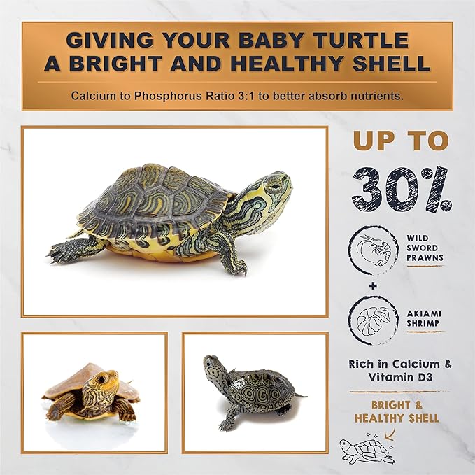 Ultra Fresh Floating Baby Turtle Food, All Natural Ingredients, Wild Sword Prawn, Calcium Vitamin D Enriched for Picky Aquatic Turtles, Baby Turtle Nutri Stick 1.6 oz