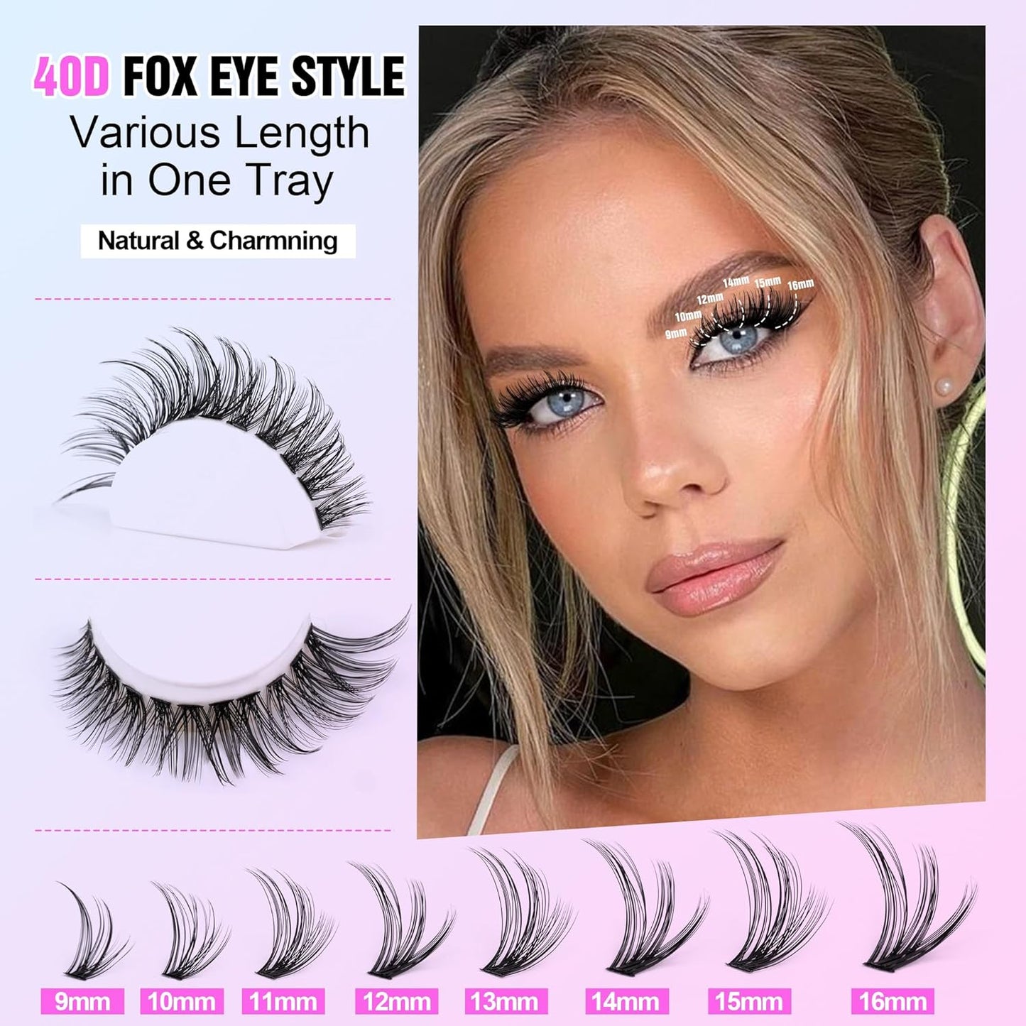 DIY Lash Extension Kit | 280 Pcs Mink 60D & 80D Clusters | Bond, Seal & Tweezers