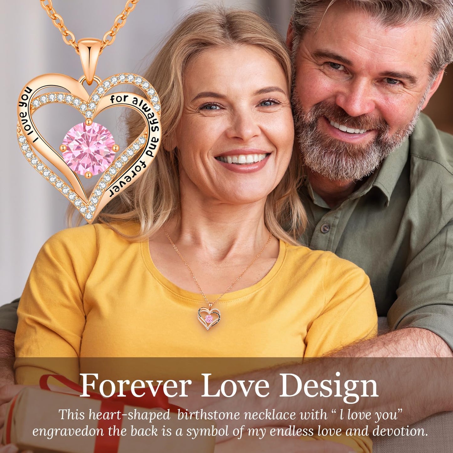 CDE Valentine's Day Gift Forever Love Heart Necklaces for Women, Wedding Anniversary, Birthday Mothers Christmas Day Gifts for Mom, Mother, Wife, S925 Silver Jewelry with Birthstone Pendant