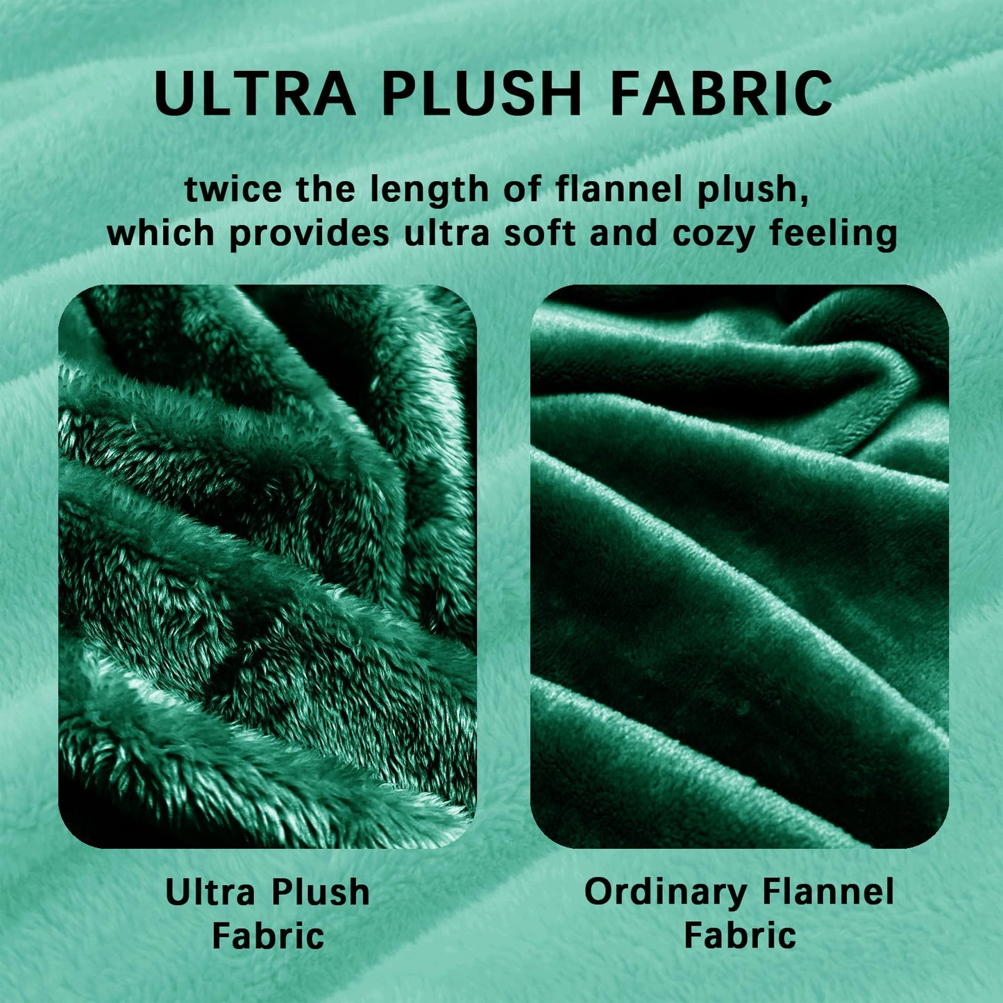 Whale Flotilla Emerald Green Queen Size Blanket for Bed, 300GSM Soft Warm Fleece Fabric, Decorative Lightweight Plush Fluffy Blankets for All Season, 90x90 Inch