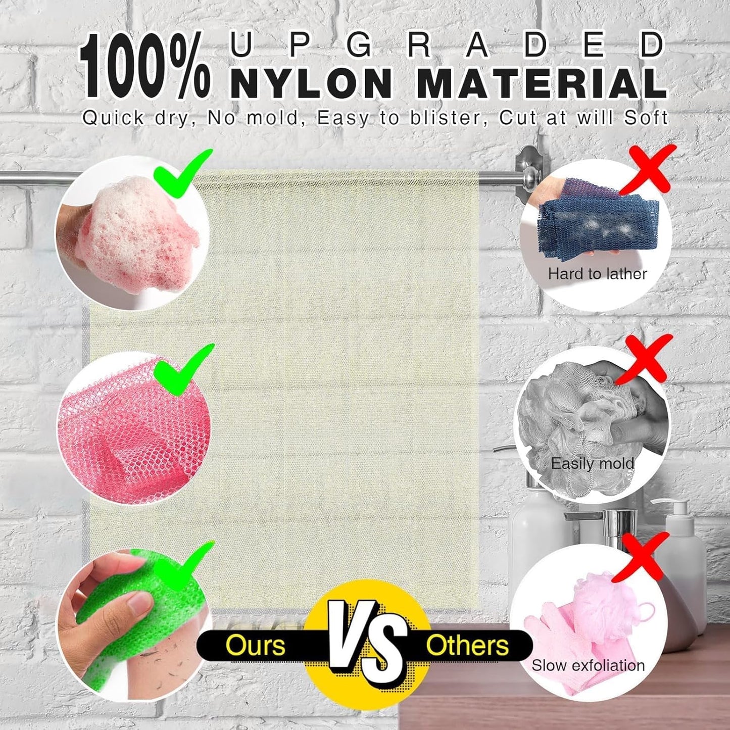Exfoliating African Bath Sponge | Long Net Body Scrubber | Green