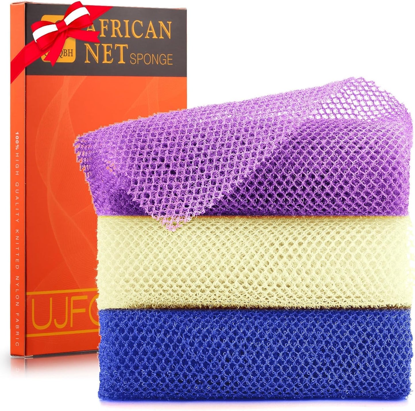 Exfoliating African Bath Sponge Set | 3-Piece Net Scrubber for Daily Use