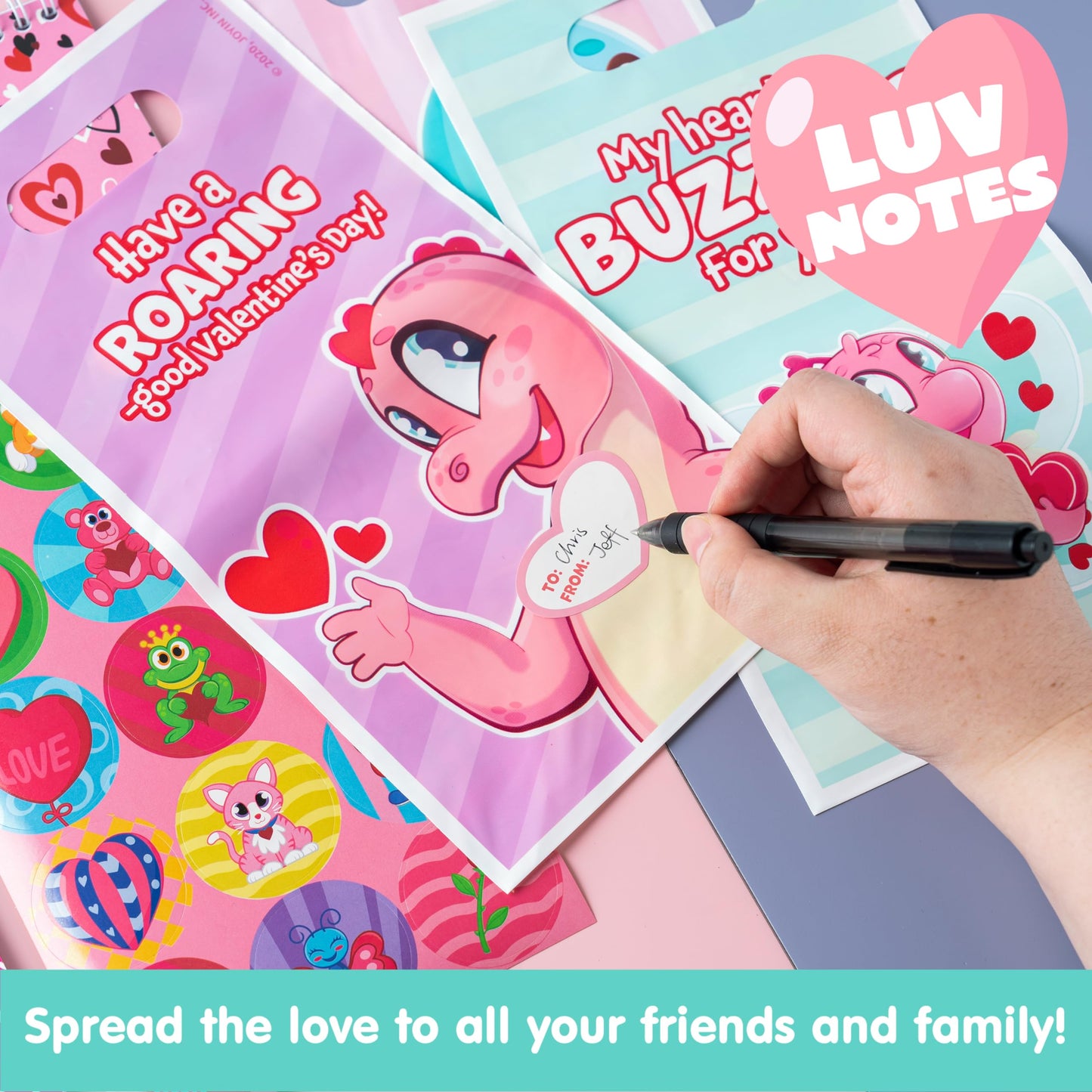 JOYIN 24packs Valentines Day Stationery Gifts, 96pcs Party Favor with Pencil, Erasers, Notebook & Bags for Kids School Classroom Exchange Supplies