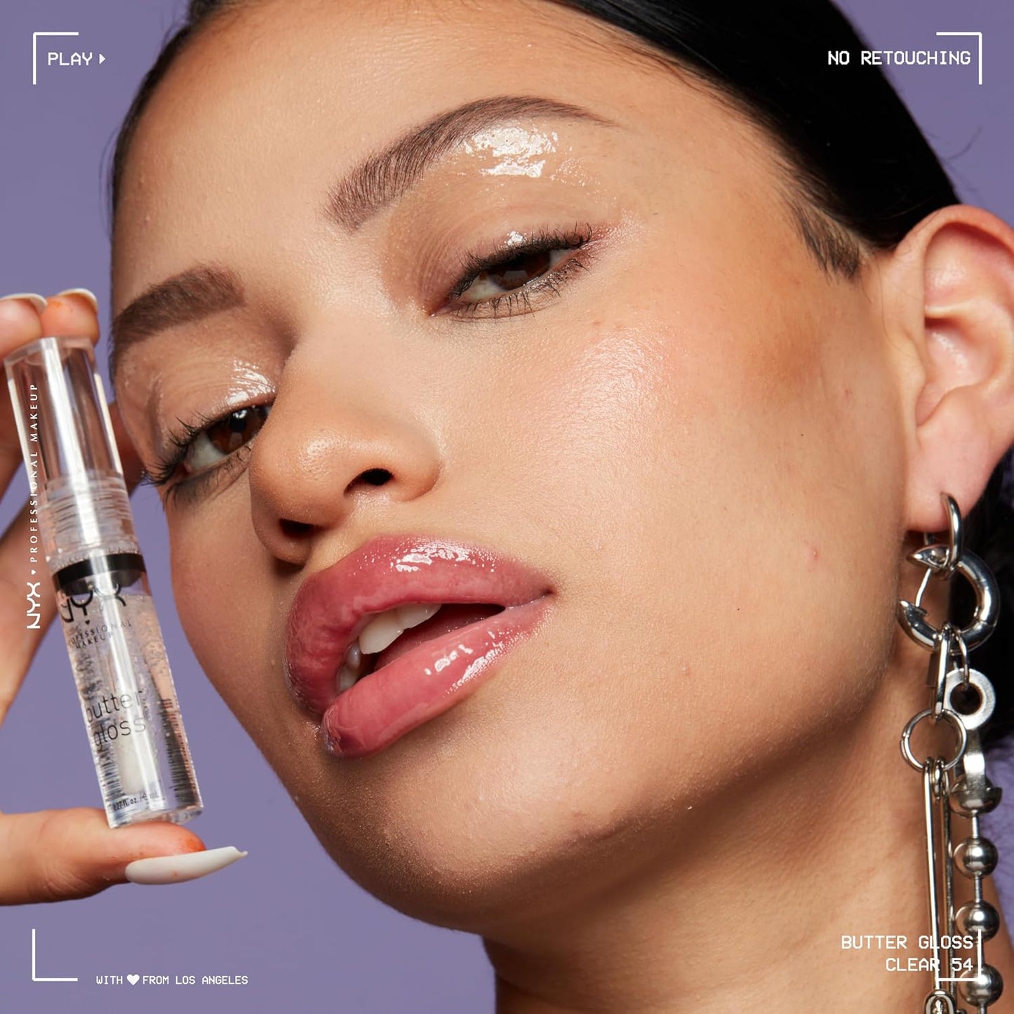 NYX Butter Gloss | Non-Sticky Lip Gloss - Sugar Glass (Clear) | Pack of 3