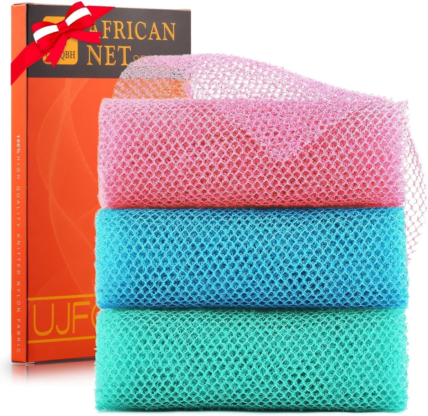 Exfoliating African Bath Sponge Set | 2-Piece Green Body Scrubber