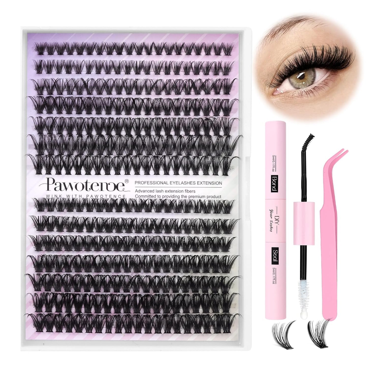 Pawotence 168pcs Wispy Lash Extension Kit | 9-12mm Natural Individual Lashes